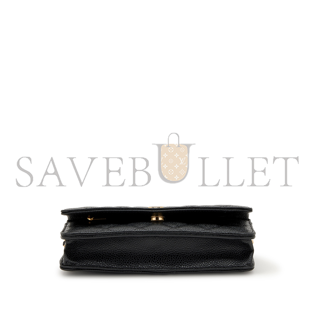 Ch*el quilted caviar wallet on chain woc black gold hardware a33814 (19.2*12.3*3cm)